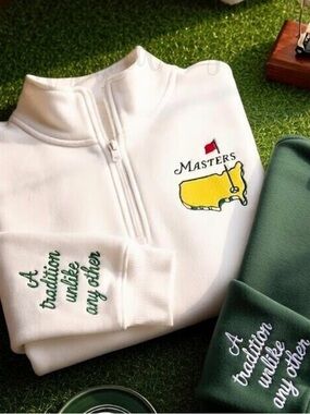 White women’s small master’s popover sweatshirt embroidered golf Augusta NEW